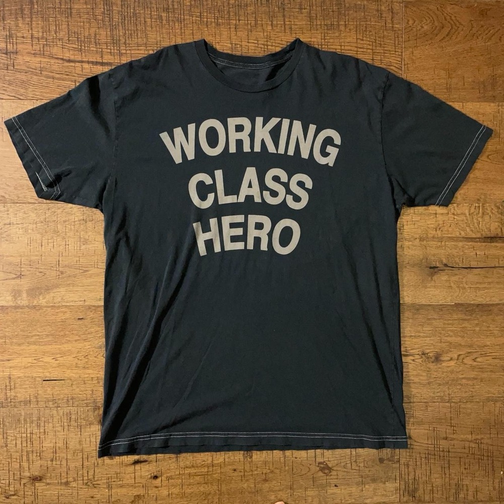 John Lennon T-Shirt Mens XL Black Vintage 2008 Working Class Hero Contrast Stitc